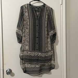 Roz & Ali Women's Black and Cream Patterned Top Size XS